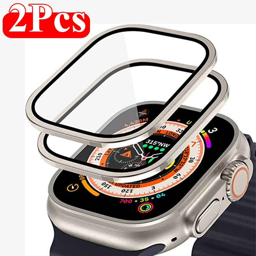 Watch Case Bumper - 2PCS Aluminium Alloy Case+Tempered Glass for