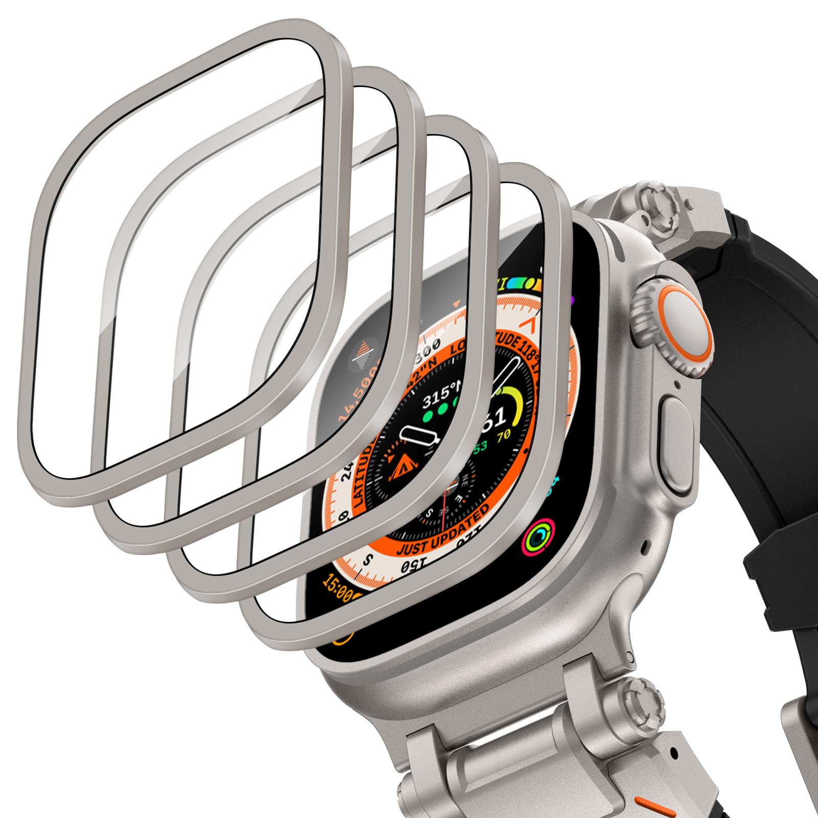 Watch Case Bumper - Aluminium Alloy Case+Tempered Glass for Apple