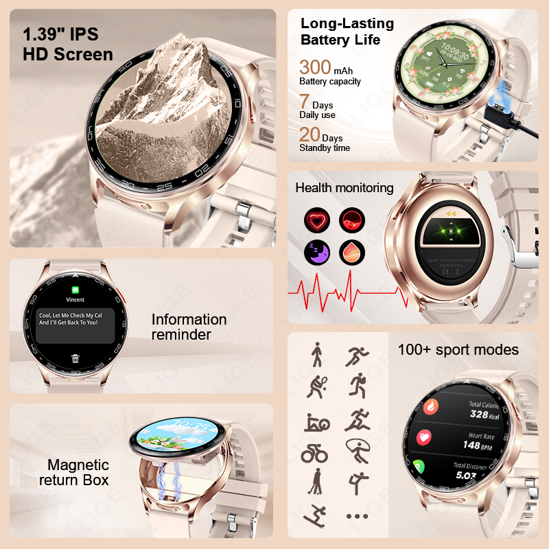 LIGE 2 In 1 TWS Headset Smart  - огляд і ціна Smartwatch Headset