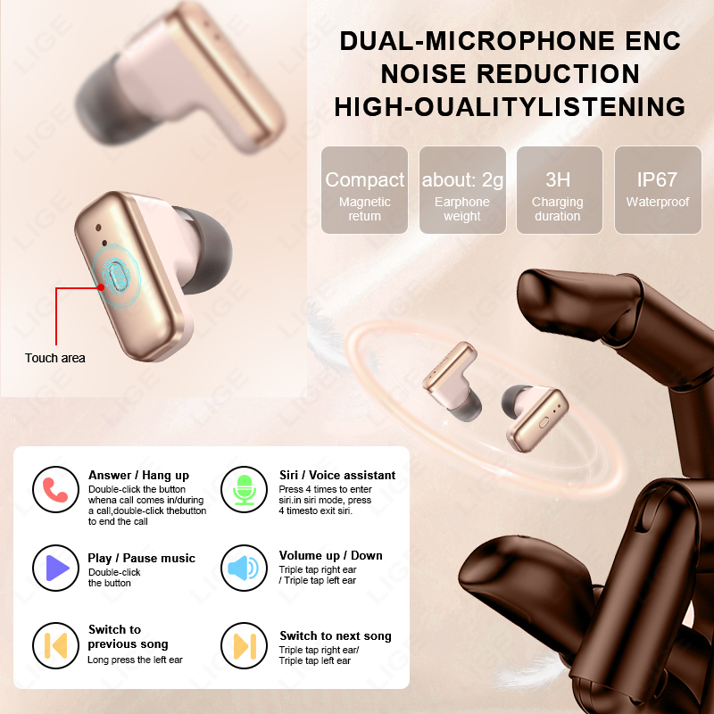 LIGE 2 In 1 TWS Headset Smart  - огляд і ціна Smartwatch Headset