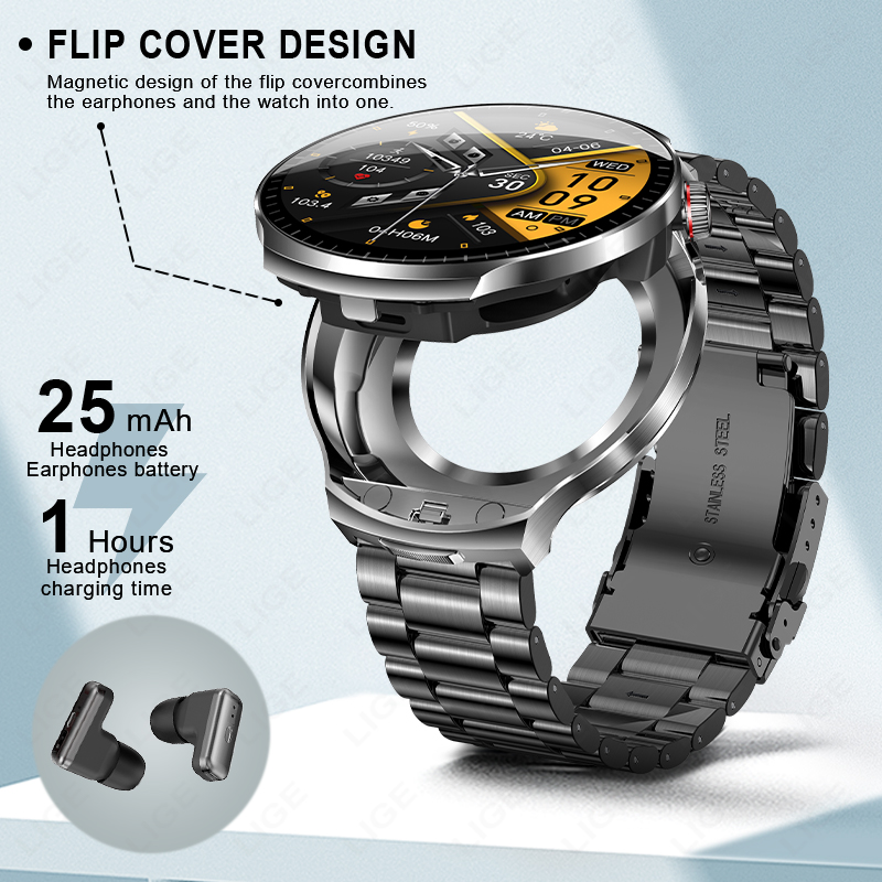 LIGE TWS 2 In 1 Headset Smart  - огляд і ціна Smartwatch Headset
